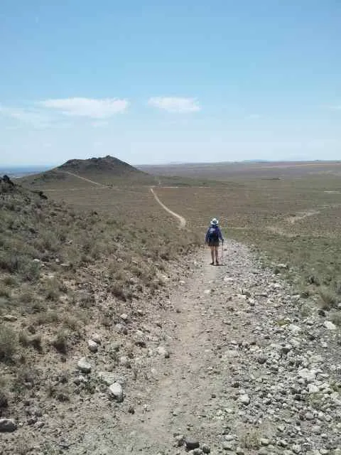 Abby hiking to Vulcan