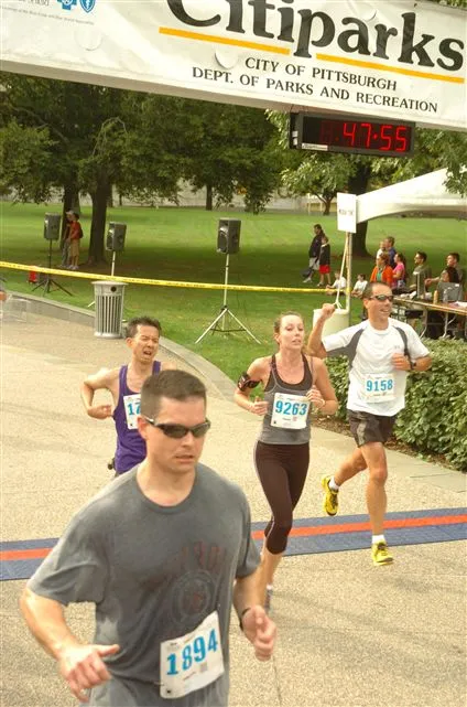 Franklin crossing finish line