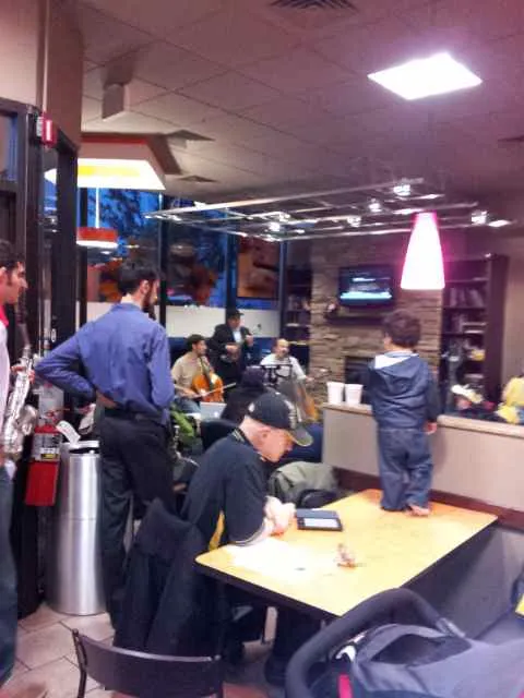 Musicians in the middle of performing