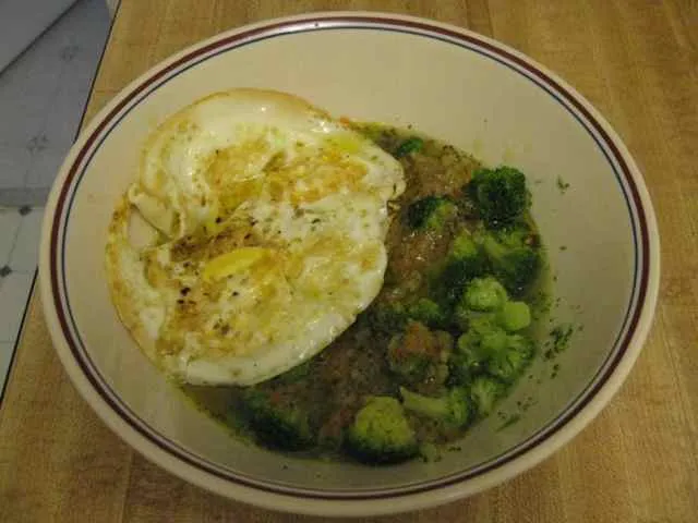 Eggs, broccoli, soup