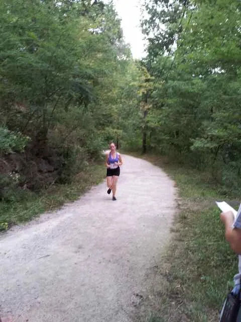Abby finishing on the uphill