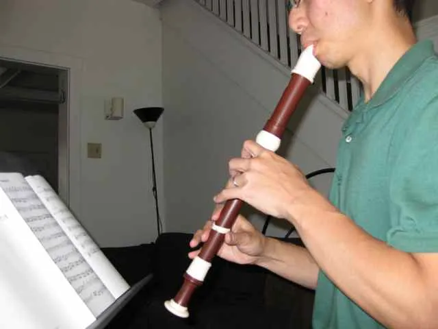 Franklin practicing alto recorder some days ago