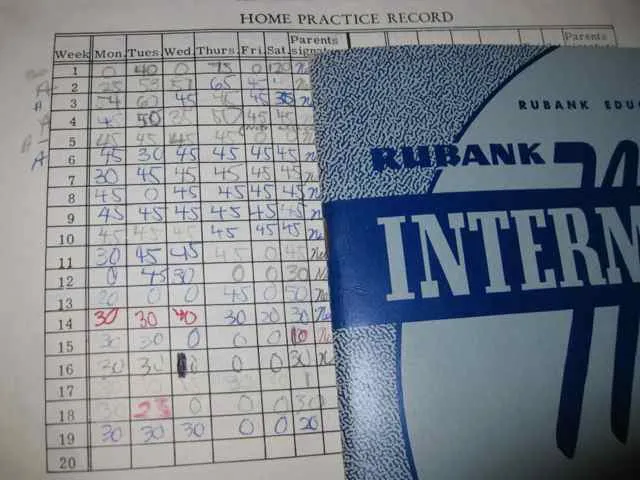 My 5th grade flute book practice record