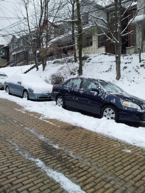 My car with snow off