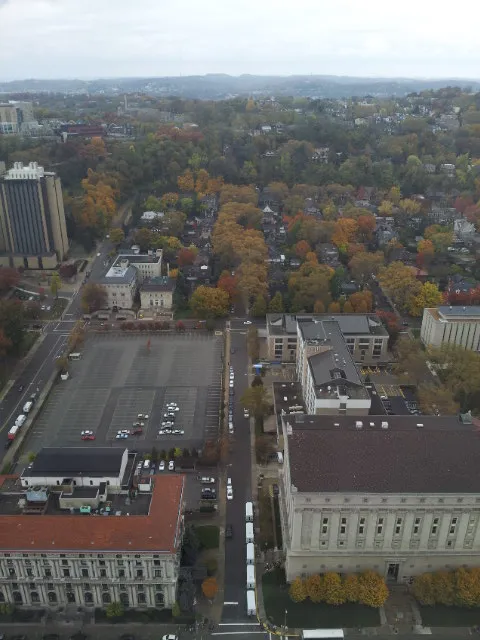 View from 36th floor window of Cathedral of Learning