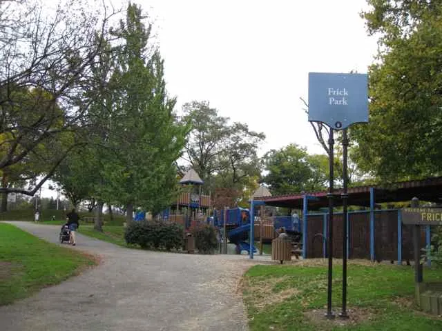 Frick Park: blue slide playground