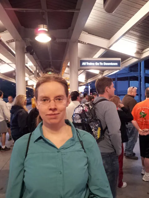 Abby and I wait for T