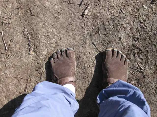 Franklin wearing KSO Trek shoes with Injinji socks