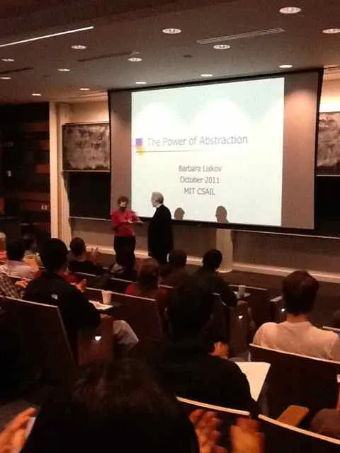 Barbara Liskov accepting Katayanagi Prize at CMU