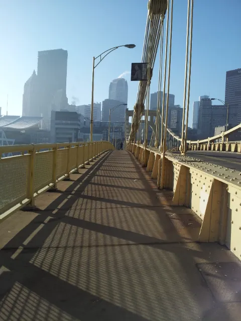 On Rachel Carson Bridge, seeing downtown