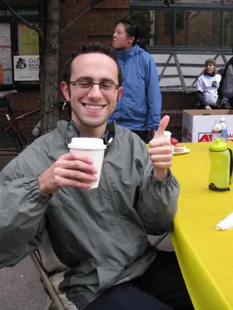 Ben Paul with coffee after Run Shadyside 5K 2011