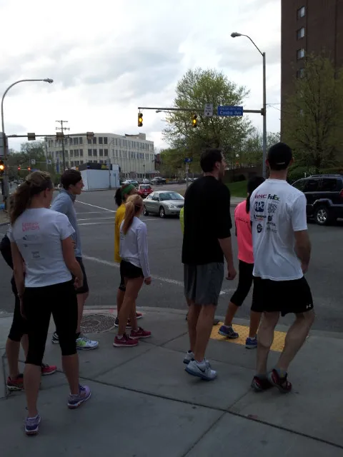 Waiting for light in Shadyside run