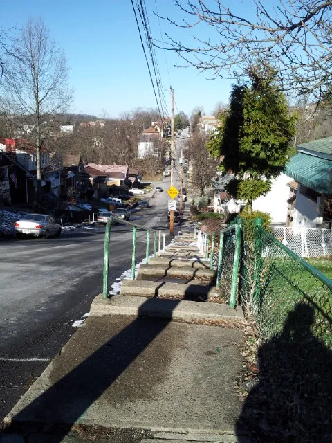 Steps sloping on a street