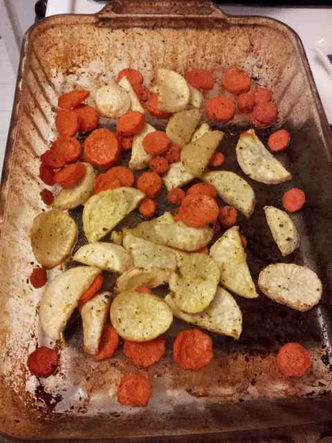 Roasted turnips and carrots