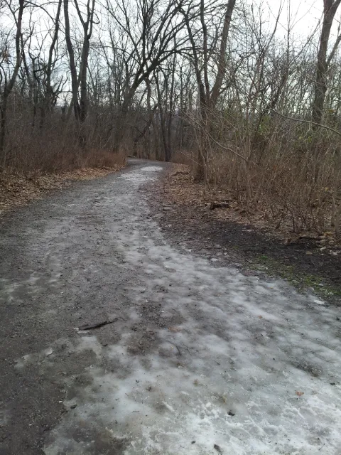 Vibram Bikila LS by ice on Frick trail