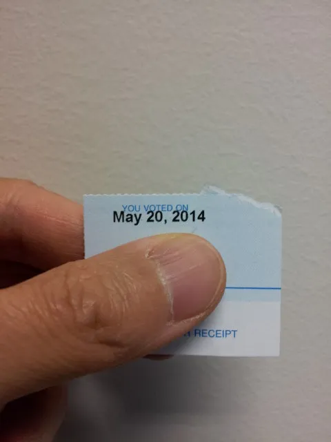 2014 PA primary election voter receipt