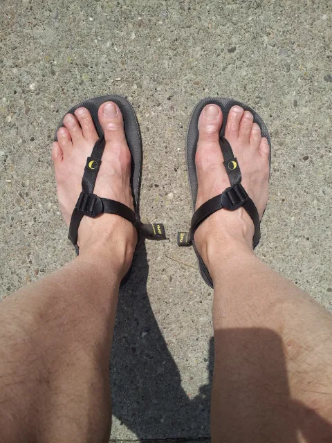 Wearing Luna Sandals